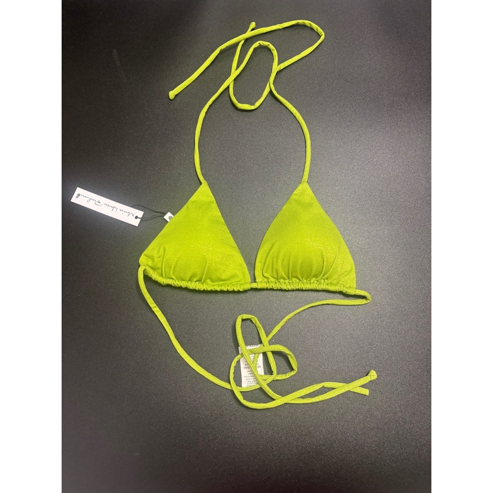 Monica Hansen Beachwear NWT Lurex Triangle Padded‎ Bikini Top Green Size Small